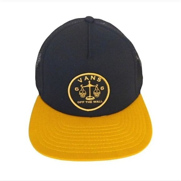 VANS Off The Wall Yellow Black 66 Nautical Patch Trucker Snapback Hat - Picture 1 of 7